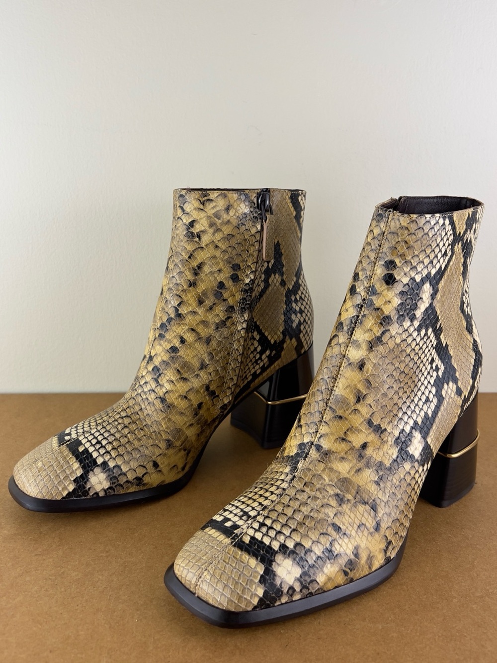 NEW TORY BURCH SNAKE-EMBOSSED LEATHER BOOTIES - Picture 8 of 11